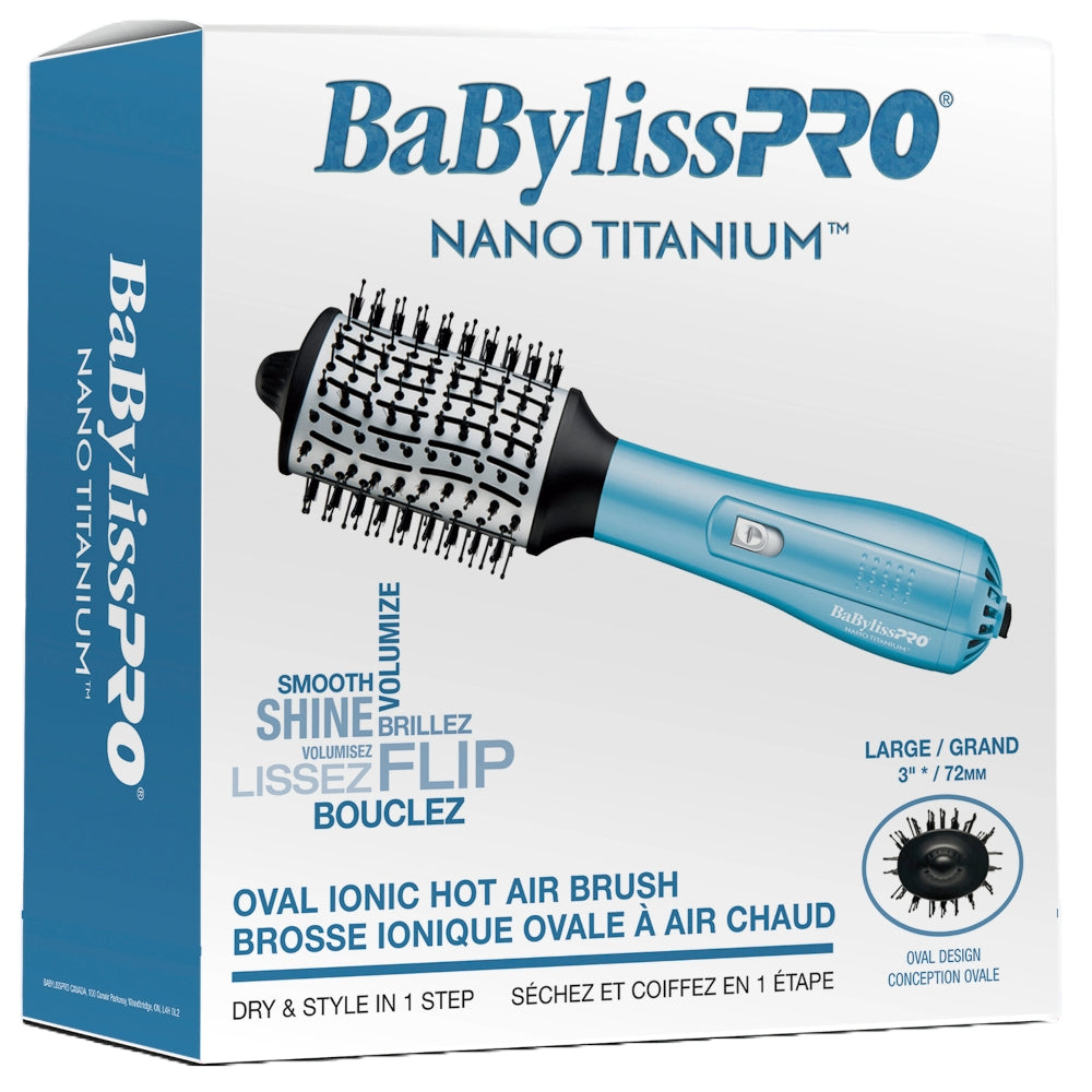 BabylissPRO Nano Titanium Oval Ionic Hot Air Brush Large 3"